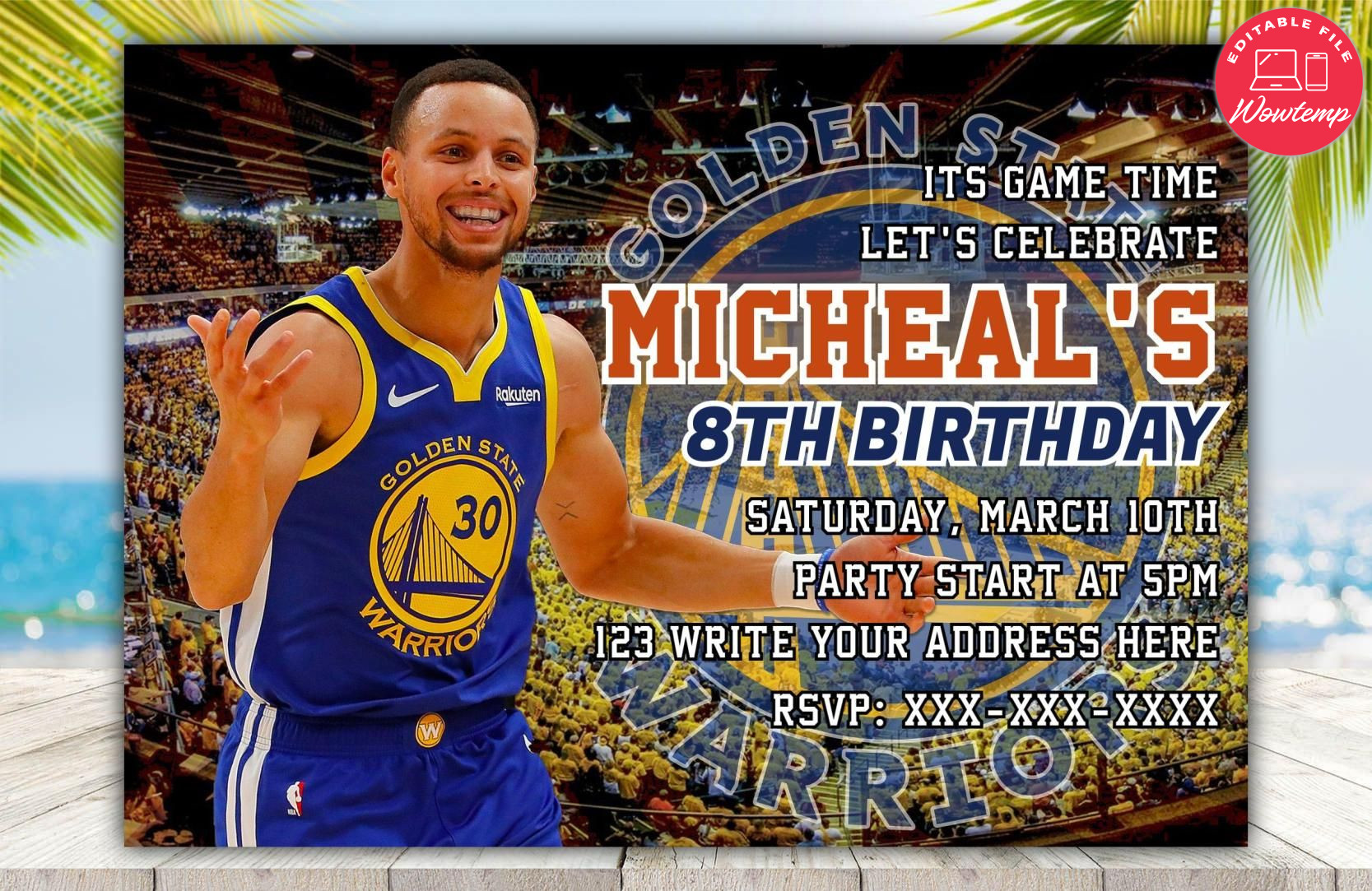 Editable Golden State Warriors Birthday Invitations DIY | Wowtemp