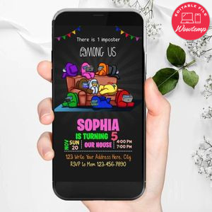 Electronic Girl Among Us Electronic Invite Invitation Instant Download