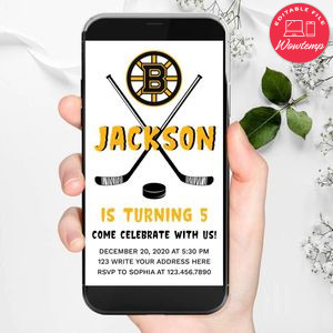 Electronic Boston Bruins Electronic Invite Birthday Flyer Template Instant Download