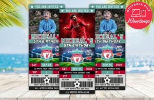 Editable Liverpool FC Birthday Ticket Invite Instant Download