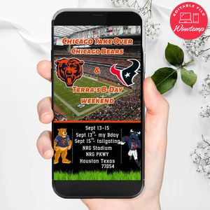Chicago Bears vs Houston Mobile Invitation Customizable Template Instant Download