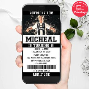 Electronic Cristiano Ronaldo Juventus Ticket Electronic Invite Birthday Invites Instant Download