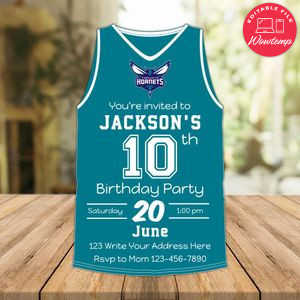 Charlotte Hornets Jersey Birthday Flyer Instant Download