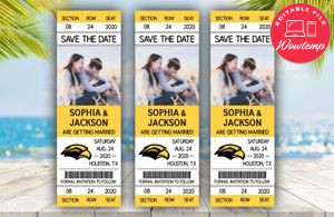Editable Southern Miss Golden Eagles  Save The Date Wedding Engagement Announcement Ticket Invitation Instant Download