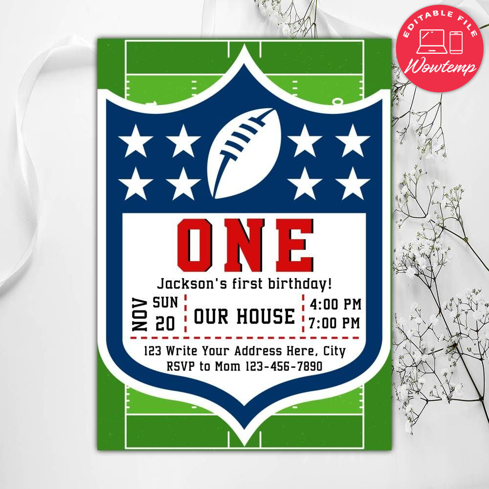 NFL First Birthday Flyer Instant Download