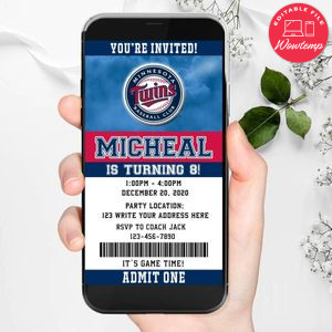 Electronic Minnesota Twins Birthday Flyer Instant Download