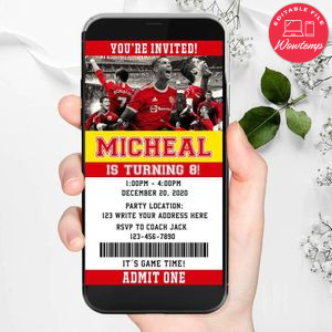 Electronic Manchester United Cristiano Ronaldo Birthday Invitation Instant Download