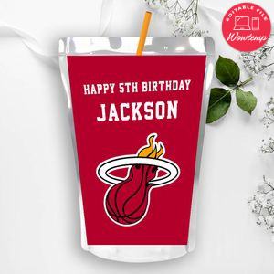 Miami Heat Birthday Capri Sun Juice Label Instant Download