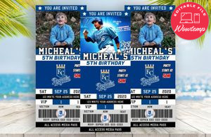 Editable Kansas City Royals Birthday Ticket Invitation Instant Download