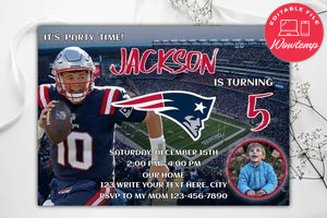 New England Patriots Birthday Flyer Template to Print at Home Instant Download