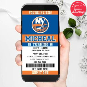 Electronic New York Islanders Birthday Invitation Instant Download