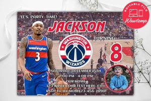Washington Wizards Birthday Flyer Template to Print at Home Instant Download
