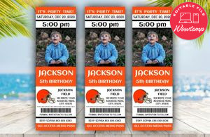 Cleveland Browns Birthday Ticket With Photo Invitation Instant Download