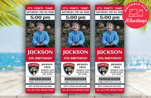Florida Panthers Birthday Ticket With Photo Invitation Instant Download