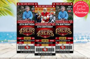Editable San Francisco 49ers Birthday Ticket Invitation Instant Download