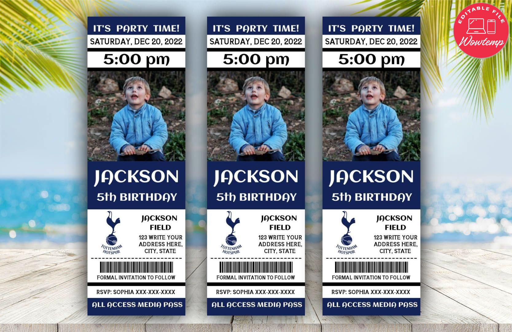 Tottenham Hotspur Birthday Ticket With Photo Invitation DIY | Wowtemp