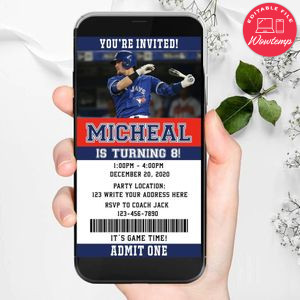 Electronic Toronto Blue Jays Electronic Invite Birthday Invitations Instant Download