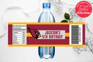 Printable Arizona Cardinals Water Bottle Labels Instant Download