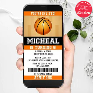 Electronic Basketball Ticket Electronic Invite Birthday Invites Instant Download