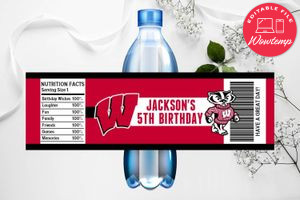 Wisconsin Badgers Water Bottle Labels Instant Download