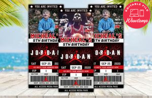 Editable Jordan Birthday Ticket Invite Instant Download