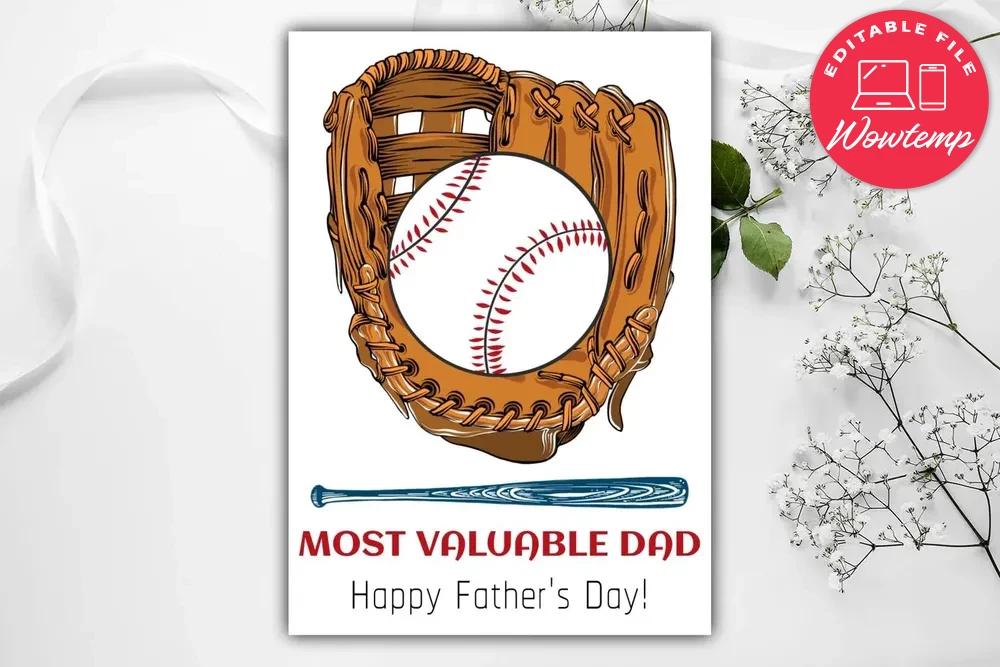Printable Father's Day Baseball Most Valuable Dad Cards Instant D ...