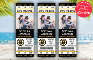 Editable Boston Bruins Save The Date Wedding Engagement Announcement Ticket Invitation Instant Download