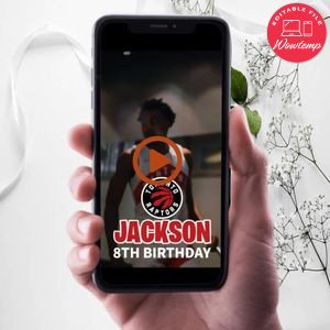 Toronto Raptors Birthday Video Invitation Digital Template Customizable Instant Download