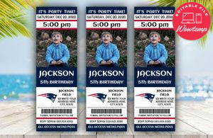 Printable New England Patriots Birthday Ticket With Photo Invitation Instant Download