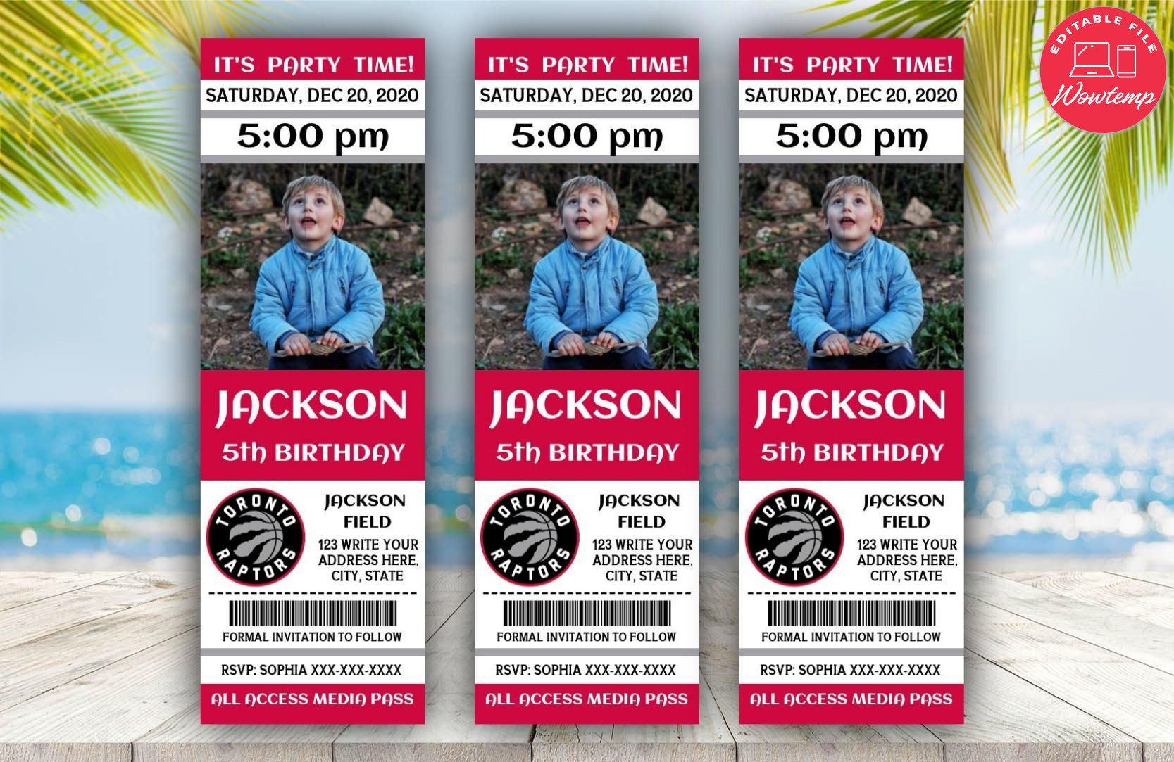 Printable Toronto Raptors Birthday Ticket Invitations DIY | Wowtemp