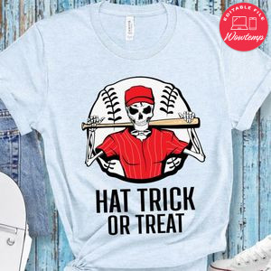 Skeleton Hat Trick or Treat Baseball Shirt Shirt