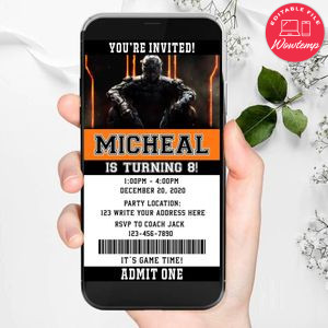 Electronic Call Of Duty Ticket Electronic Invite Birthday Invitation Instant Download