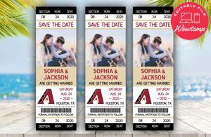 Arizona Diamondbacks Save The Date Wedding Engagement Announcement Ticket Invitation Instant Download