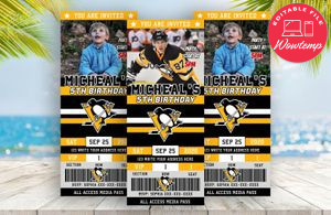 Pittsburgh Penguins Ticket Birthday Editable Templates Instant Download