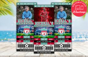 Liverpool FC Ticket Birthday Editable Templates Digital File
