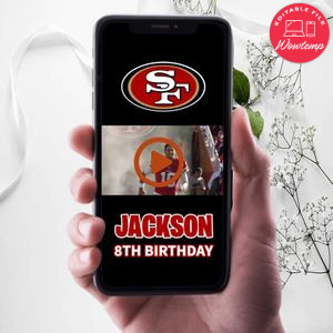 San Francisco 49ers Birthday Video Invitation Digital Template Customizable Instant Download