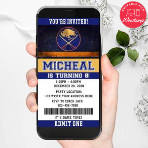 Electronic Buffalo Sabres Birthday Flyer Instant Download