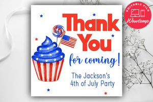 Printable 4th of July Thank You Card Instant Download
