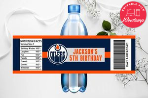 Printable Edmonton Oilers Water Bottle Labels Instant Download