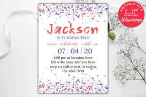 Printable July 4th Birthday Invitation Instant Download