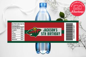 Printable Minnesota Wild Water Bottle Labels Instant Download