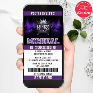 Electronic Sacramento Kings Electronic Invite Birthday Invitations Instant Download