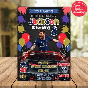 Messi Paris Saint Germain Drive By Birthday Parade Invitation Printable Instant Download