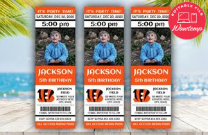 Cincinnati Bengals Birthday Ticket With Photo Invitation Instant Download