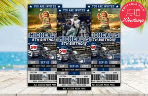 Editable Dallas Cowboys Birthday Ticket Invitations DIY