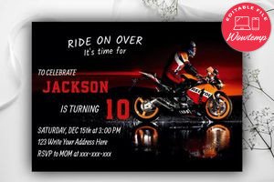 Printable Honda Motorcycle Birthday Invitation Instant Download