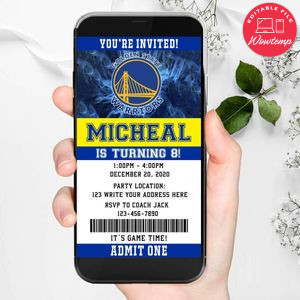 Electronic Golden State Warriors Ticket Electronic Invite Birthday Invites DIY