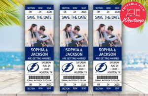Editable Tampa Bay Lightning Save The Date Wedding Engagement Announcement Ticket Invitation Instant Download