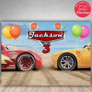 Printable Disney Cars 3 Backdrop Digital File Instant Download