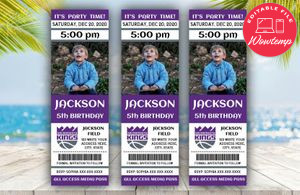 Sacramento Kings Birthday Ticket With Photo Invitation Instant Download